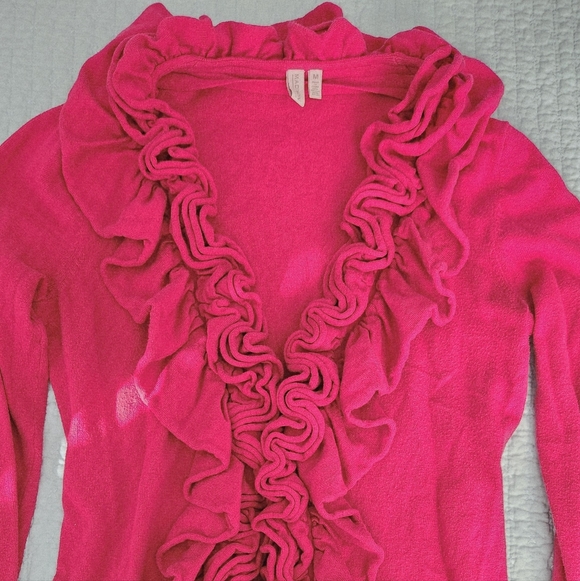 Madison Fuchsia Ruffled Cardigan M - Picture 5 of 6